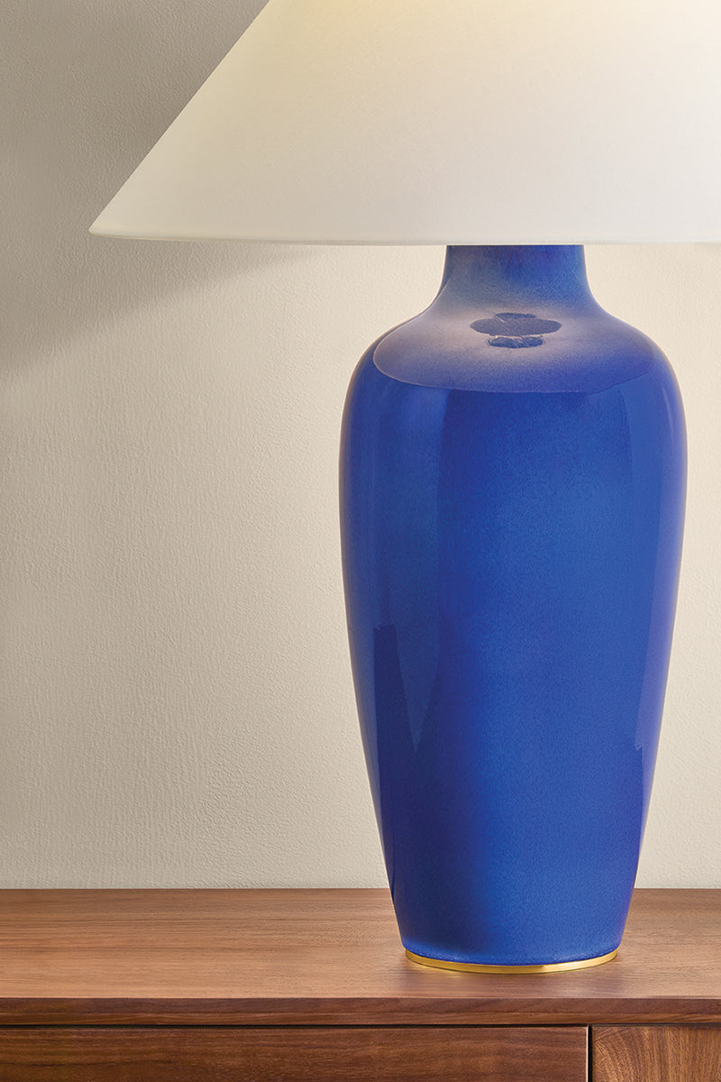 Hudson Valley Rhinelander Table Lamp in Aged Brass, room setting 3