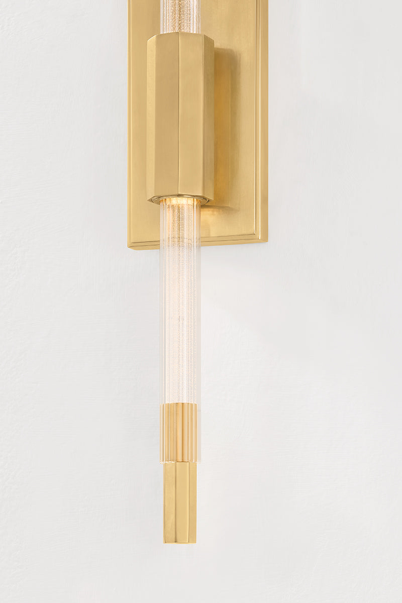 Hudson Valley Rosco Wall Sconce in Aged Brass, room setting 2