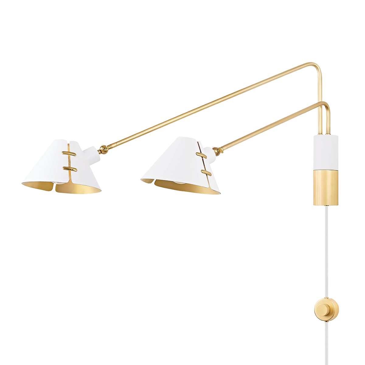 Hudson Valley Split 2-Light Plug-In Wall Sconce Aged Brass/Soft White