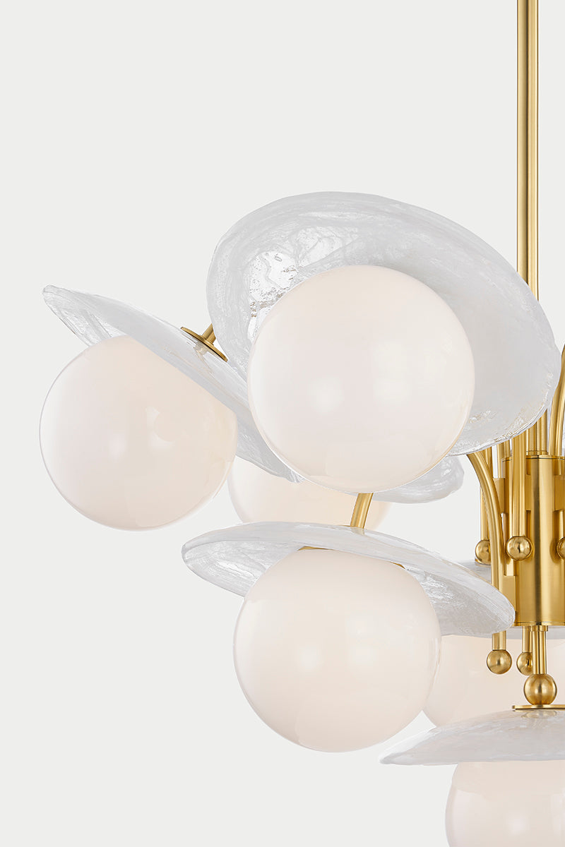 Hudson Valley Stampford 10-Light Chandelier in Aged Brass, room setting 2