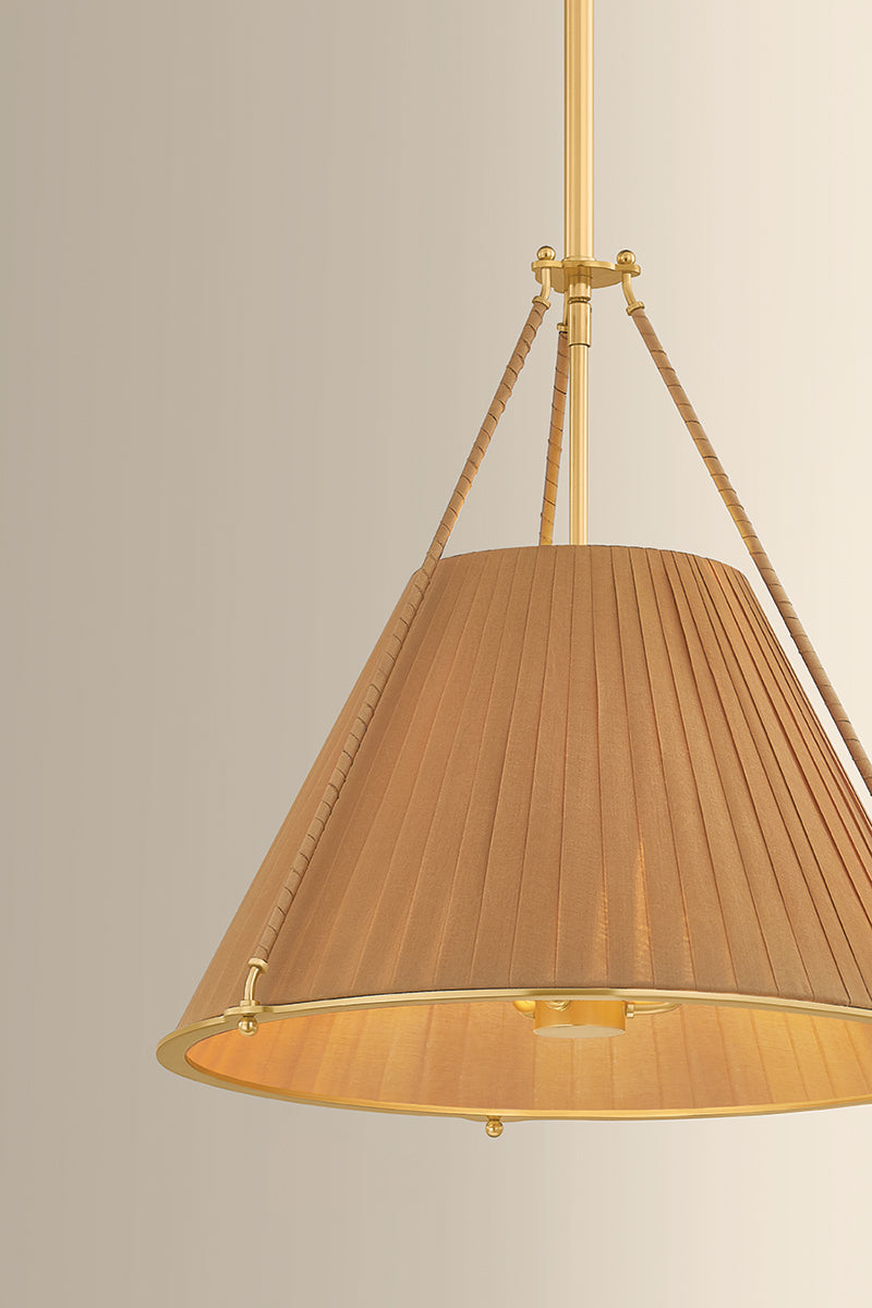 Hudson Valley Sunside 3-Light Pendant in Aged Brass, room setting 4