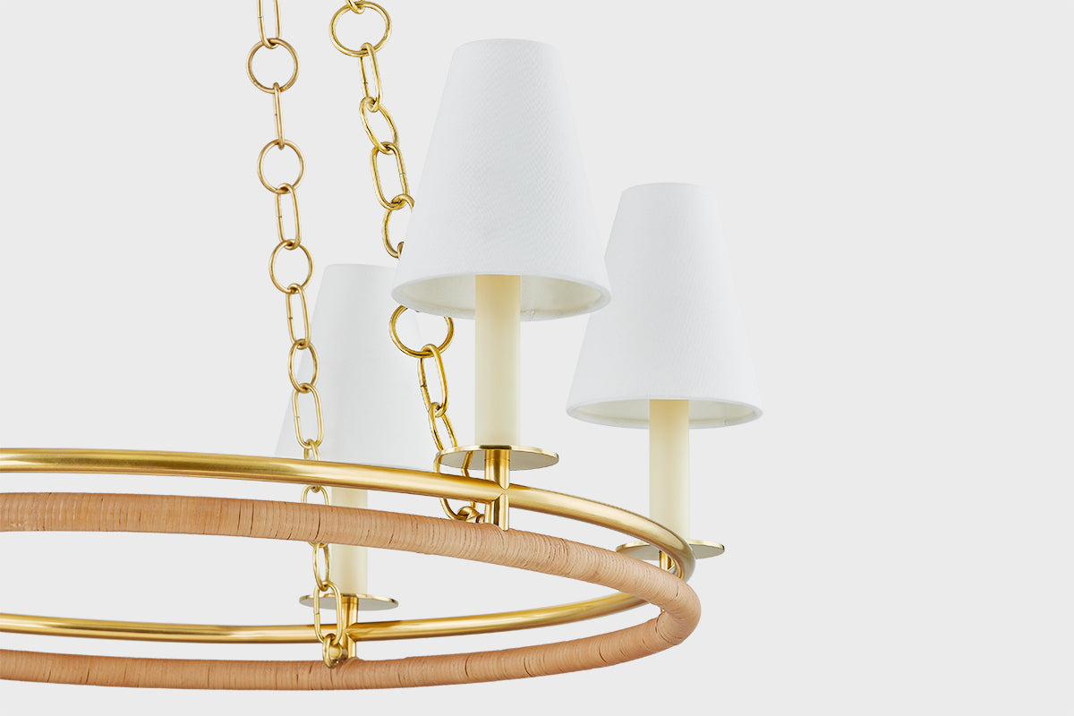 Hudson Valley Swanton 6-Light Chandelier in Aged Brass, room setting 2
