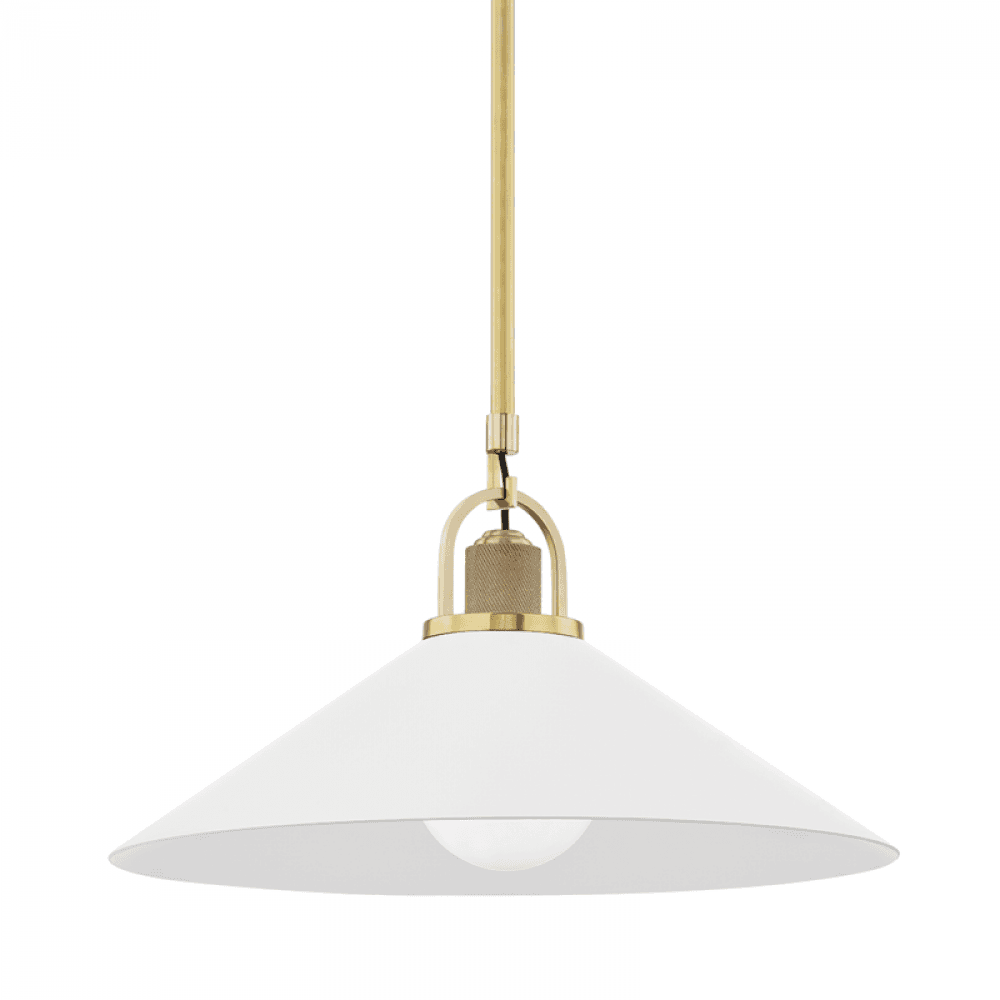 Hudson Valley Syosset Large Pendant Aged Brass, White