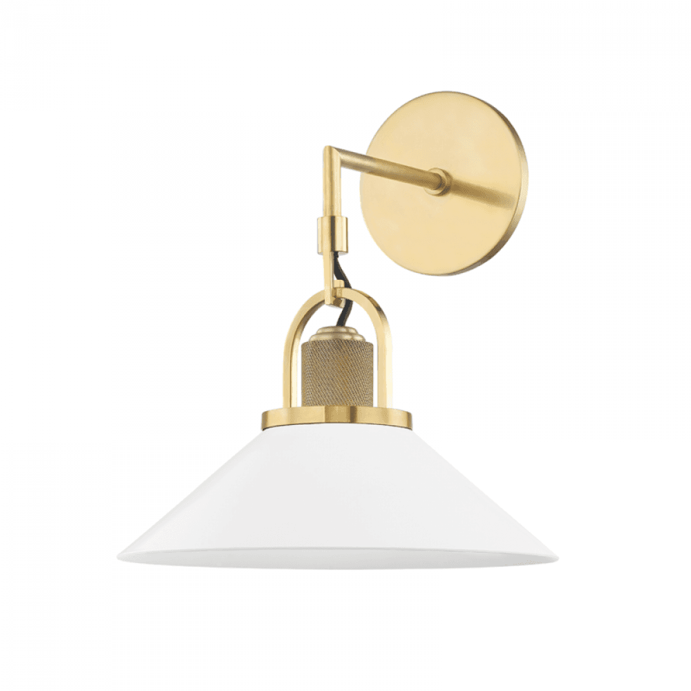 Hudson Valley Syosset Wall Sconce Aged Brass, White