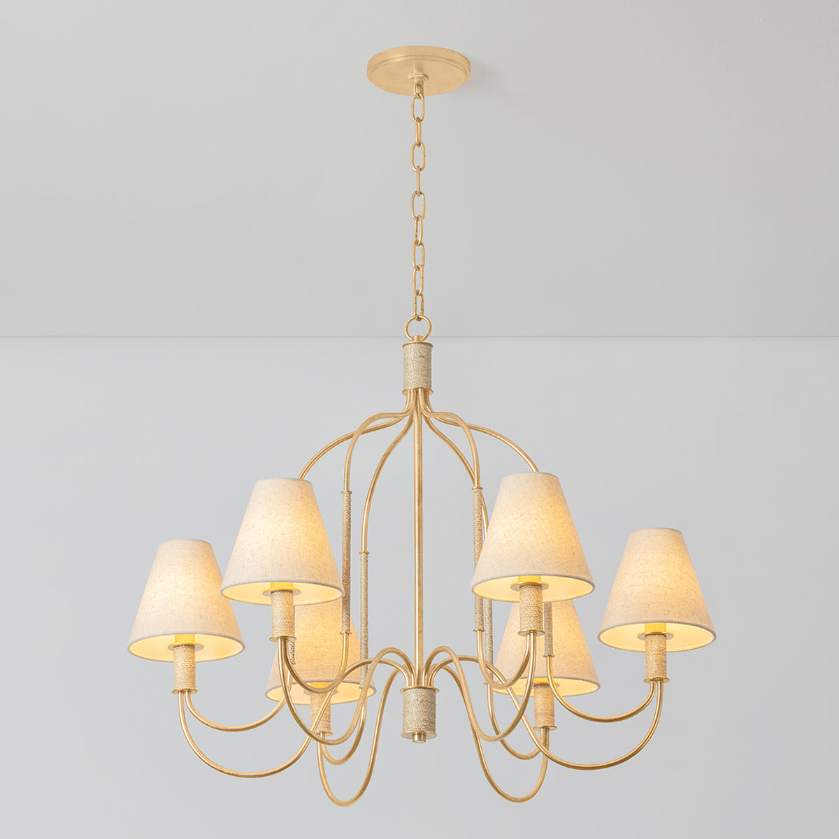 Hudson Valley Warrensburg 6-Light Chandelier Vintage Gold Leaf detail view 2