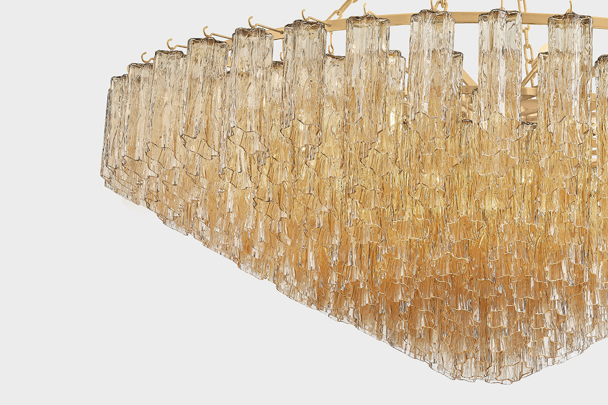 Hudson Valley Watertown 33-Light Chandelier in Aged Brass, room setting 2