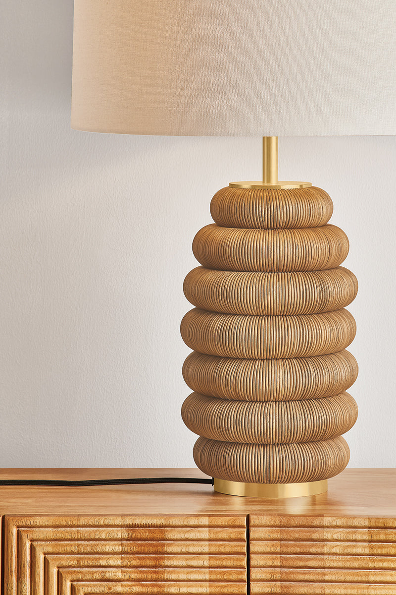 Hudson Valley Winbrook Table Lamp in Aged Brass, room setting 3