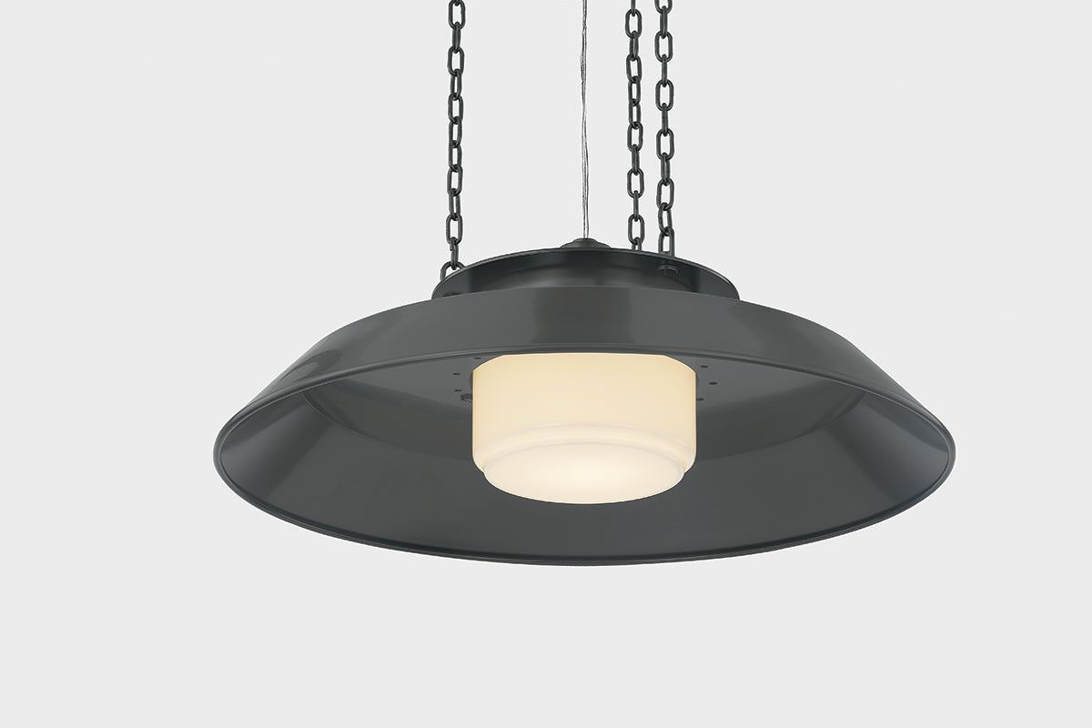 Hudson Valley Woodrow 22" Pendant in Distressed Bronze, room setting 2