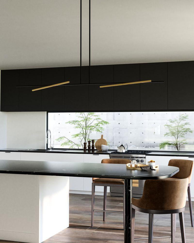 Kuzco Lighting Inc Shift 60-in Black/Brushed Gold LED Linear Pendant