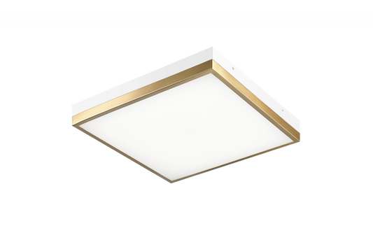 Matteo Lighting Tux 14-in LED Flush Mount White, Aged Brass