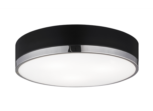 Matteo Lighting Trydor 16-in Flush Mount Black, Chrome
