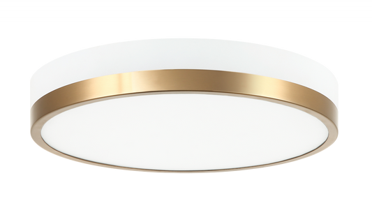 Matteo Lighting Tone 12-in LED Flush Mount White, Aged Brass