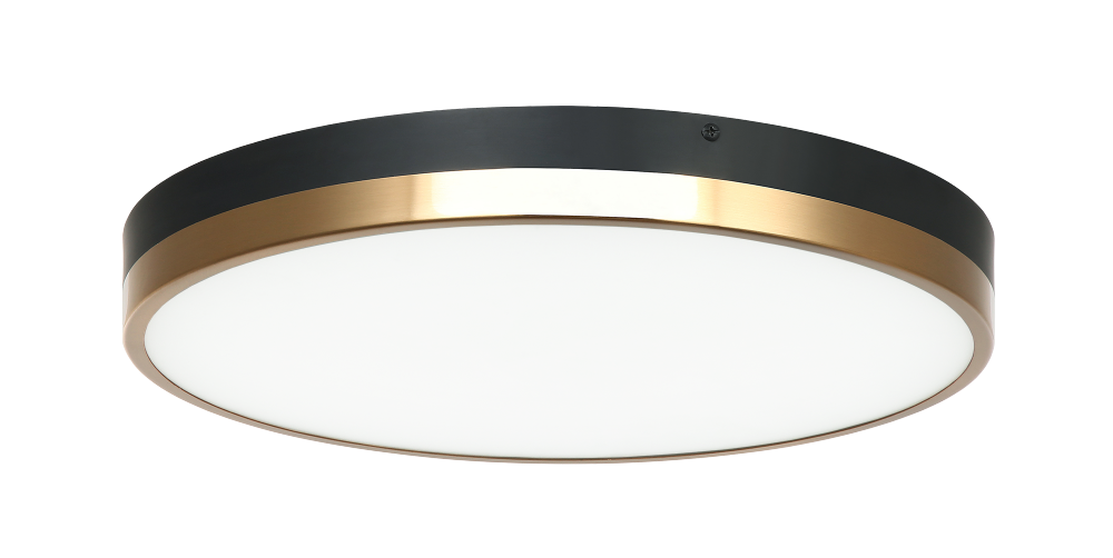 Matteo Lighting Tone 16-in LED Flush Mount Black, Aged Brass