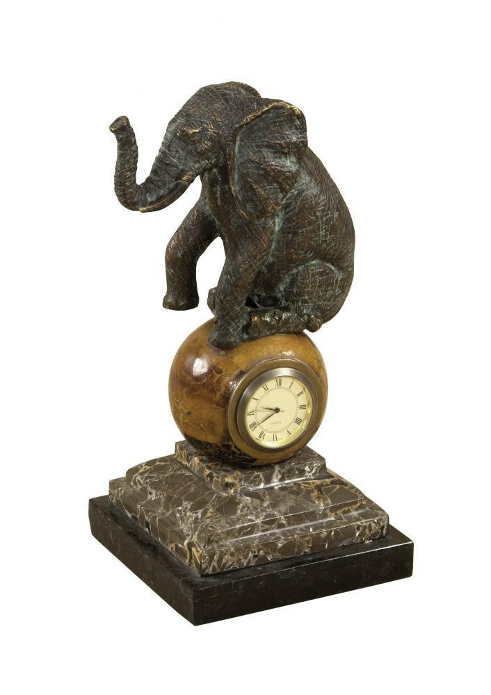 Maitland-Smith Agile Elephant Clock Verdigris