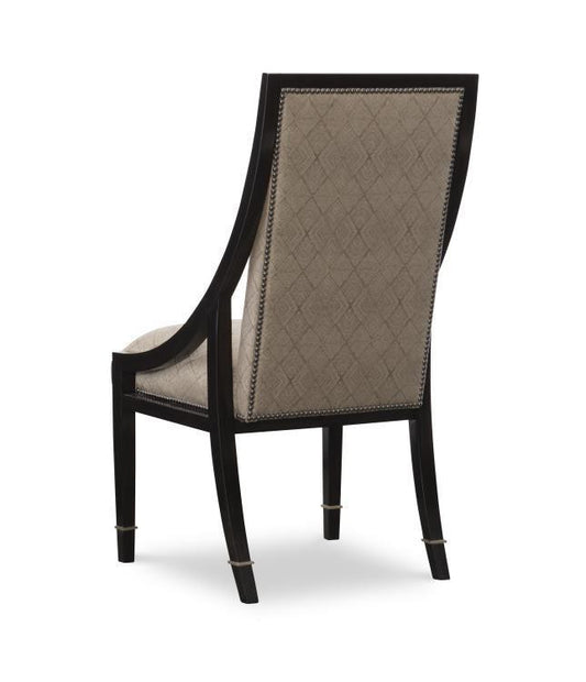 Maitland-Smith Bolero Side Chair, Bombay Mahogany, Deco Topaz Upholstery, 42"H (88-0345 YUU906TMCP)