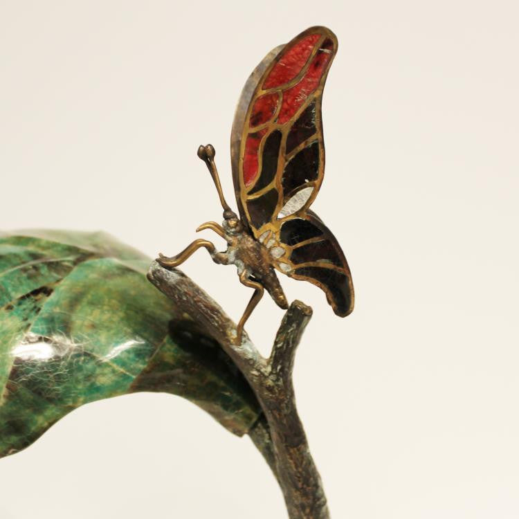 Maitland-Smith Butterfly Table Lamp, 1-Light, Verdigris, Green Tiger Penshell Shade, 17"H (8195-17 YUU906TN86)