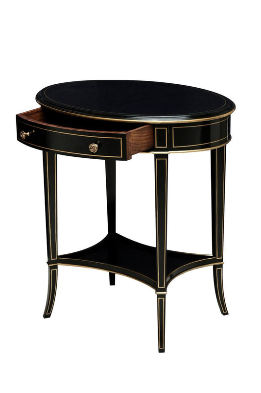 Maitland-Smith Equinox Side Table, Black, Antique Gold Accents, 28"H (89-1010 YUU906TP7L)