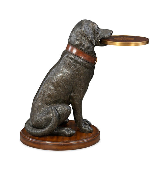 Maitland-Smith Golden Retriever Accent Table Metallic Brown, Antique Brass Accents