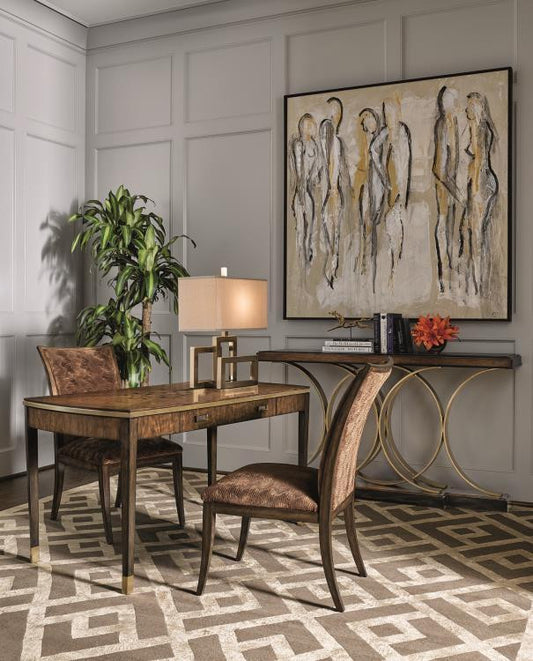 Maitland-Smith Lyric Console Table, Cherry, Gold, Glass Top, 64"W (88-0106 YUU906TQ7X)