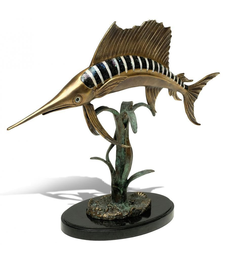 Maitland-Smith Mighty Sailfish Sculpture Brass