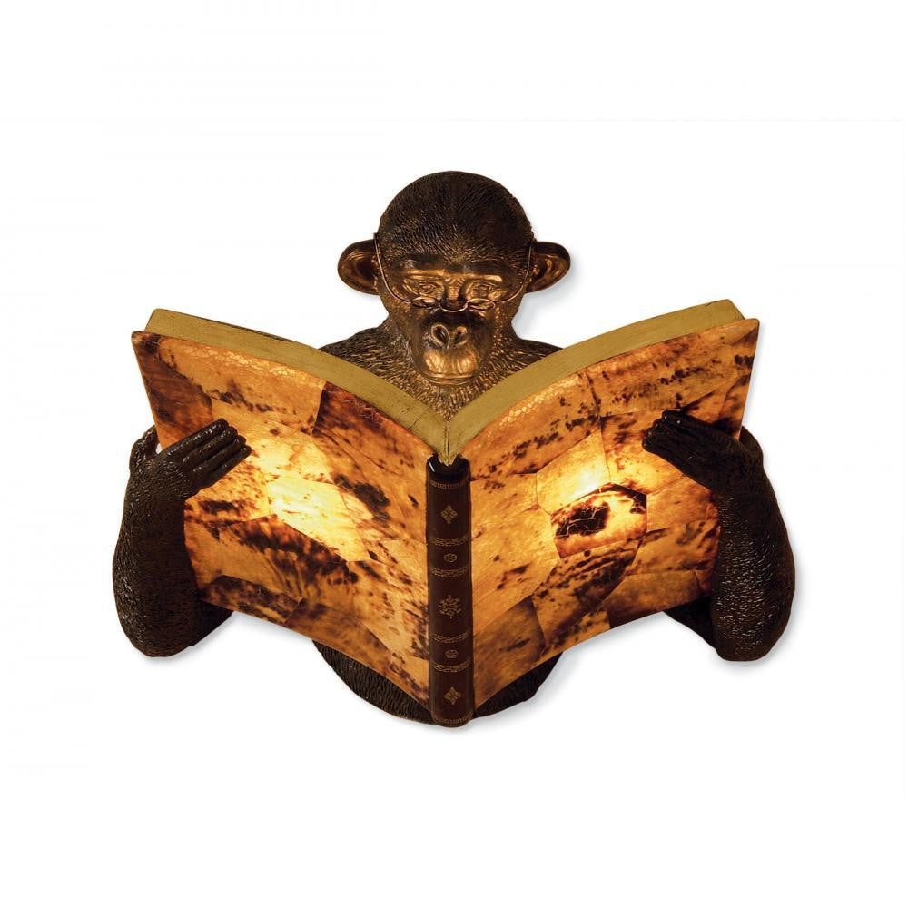Maitland-Smith Monkey Book Wall Sconce Verdigris