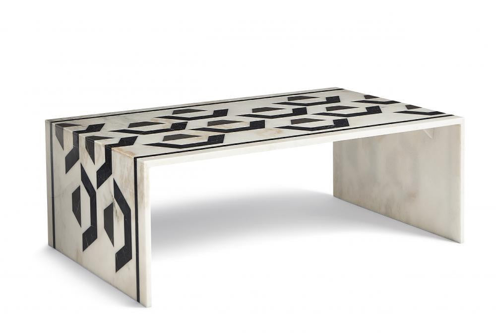 Maitland-Smith Morgan Cocktail Table White, Black