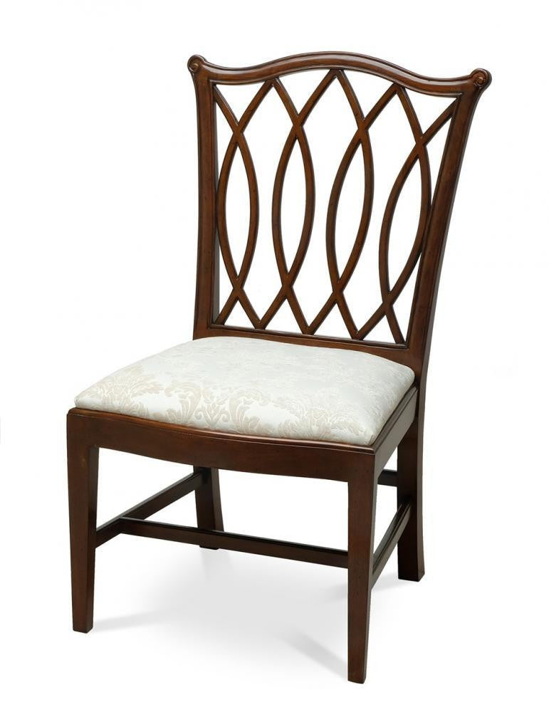Maitland-Smith Patron Side Chair Mahogany, Off-White