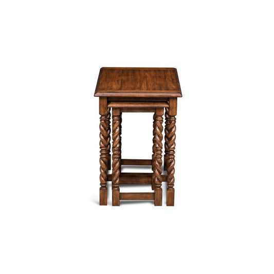 Maitland-Smith Serpentine Nesting Table, Set of 3, Distressed Wood, 26"W (89-0409 YUU906TT58)