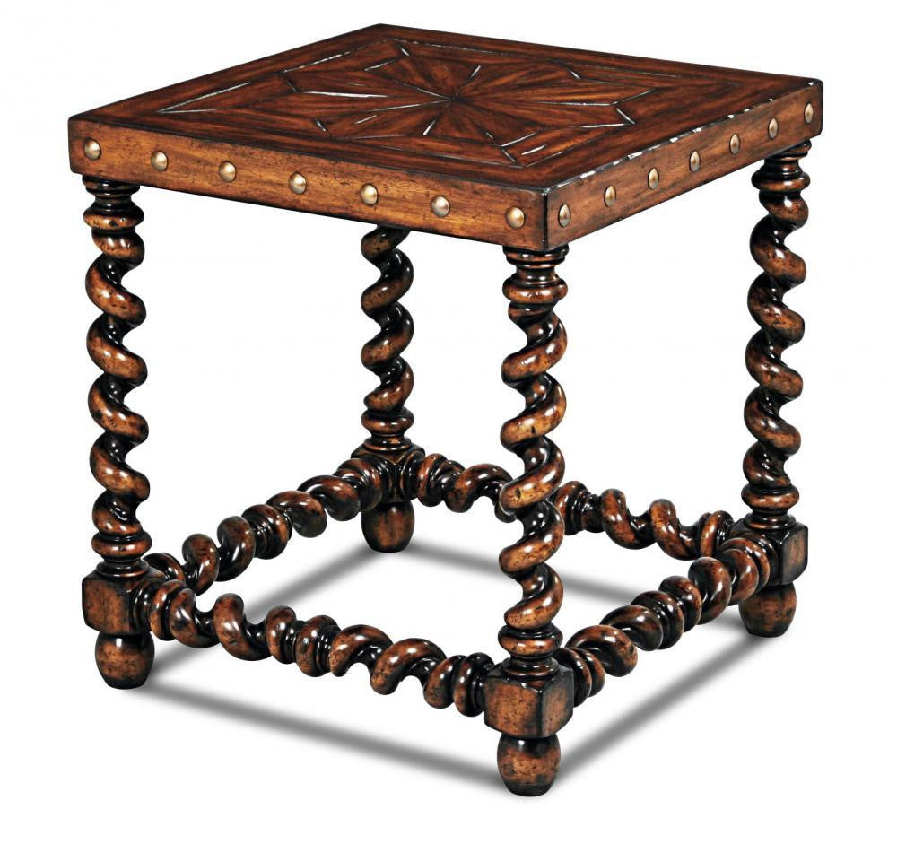 Maitland-Smith Serpentine Side Table Distressed Wood
