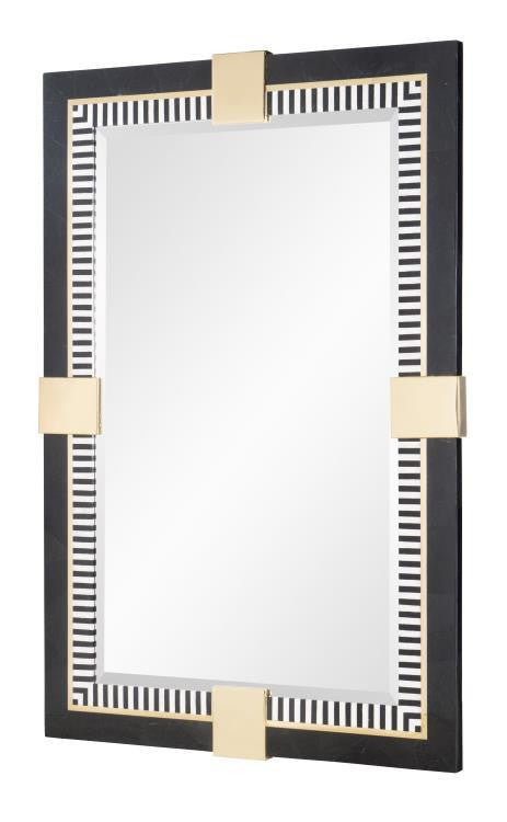 Maitland-Smith Spectator Mirror, Black, Brass Accents, 40"W (8319-28 YUU906TT5Q)