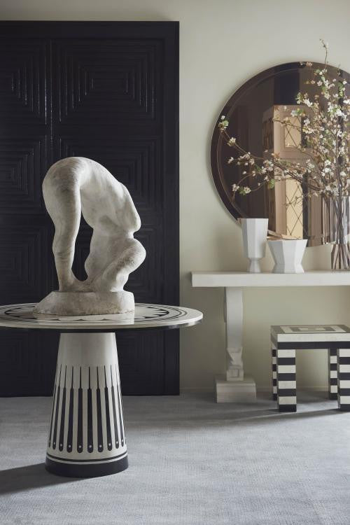 Maitland-Smith Stoneham Center Table, White, Black, 44"W (8104-30 YUU906TT61)