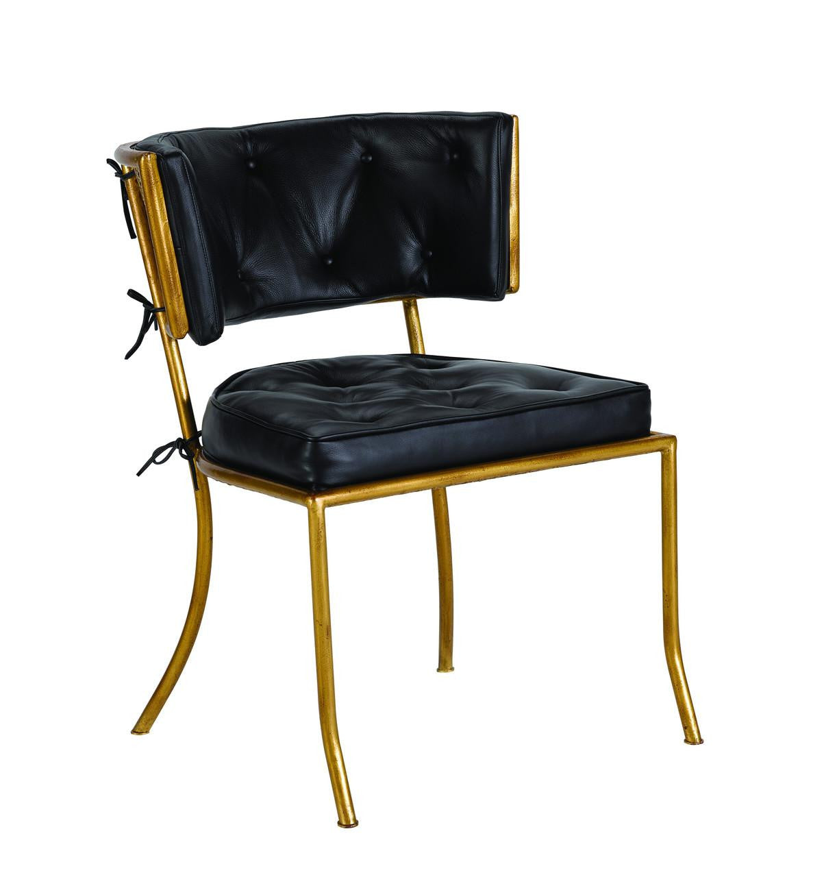 Maitland-Smith Studio Klismos Game Chair Gilded Iron, Black