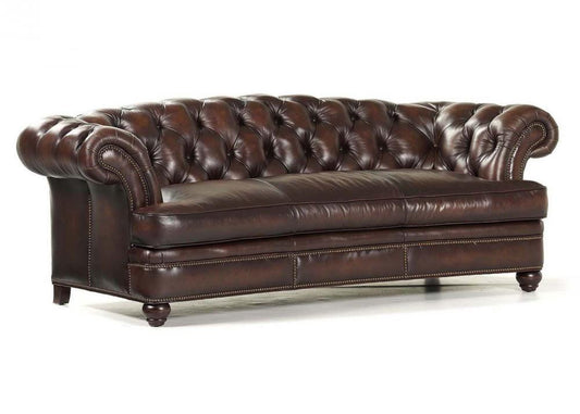 Maitland-Smith Washington Sofa, Dark Brown Leather, 90"W (RA324-WIP-BAR YUU906TT7W)