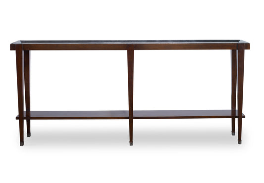 Maitland-Smith Winthrop Console Table, Dark Walnut, Desert Tan Top, 72"W (8153-34 YUU906TT7Z)