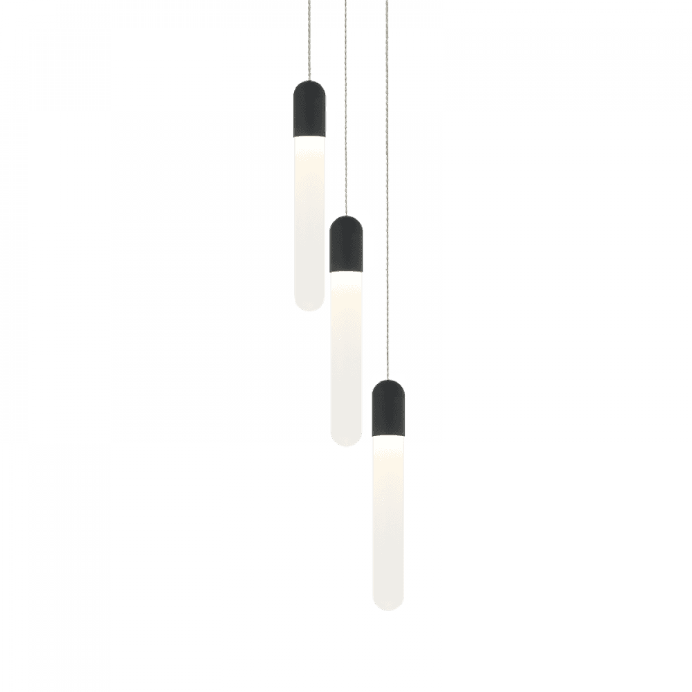 Matteo Lighting Aydin 3-Lights LED Pendant Matte Black