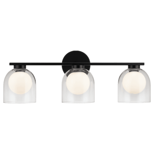 Matteo Lighting Derbishone 3-Light Wall Sconce in Black with Clear Glass, 22.75"W (W60703BKCL)