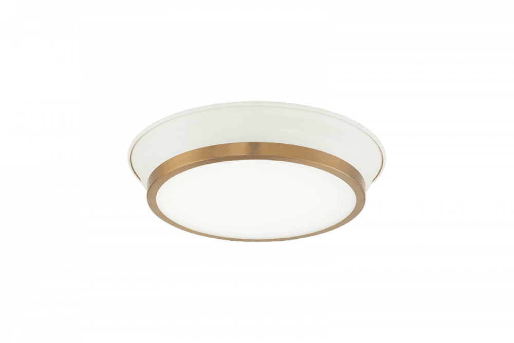 Matteo Lighting Jaxx 12-in LED Flush Mount White, Aged Brass