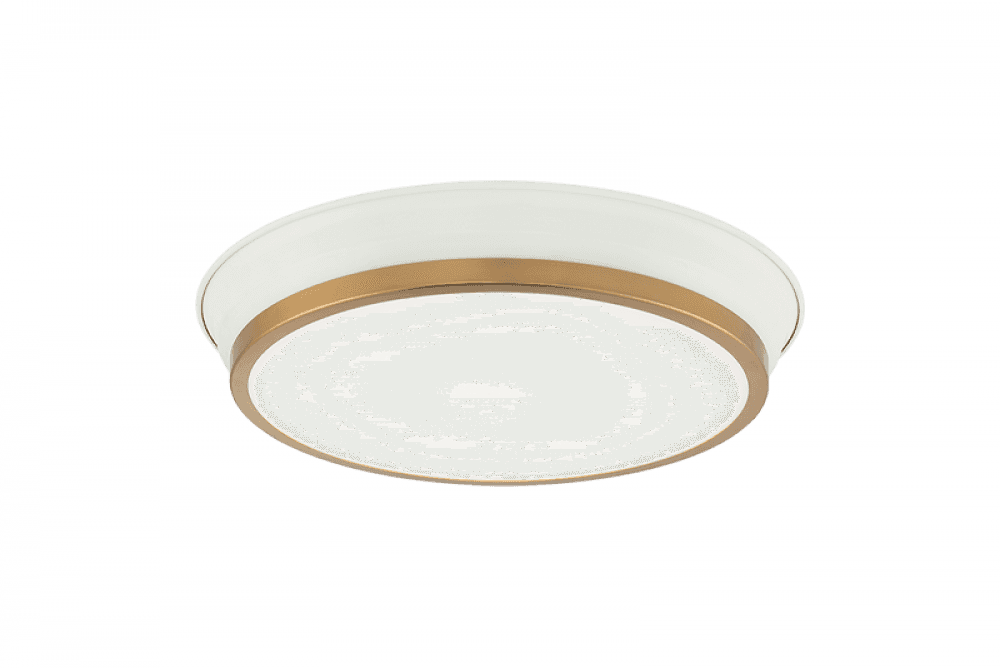 Matteo Lighting Jaxx 15-in LED Flush Mount White, Aged Brass