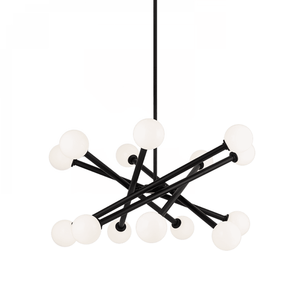 Matteo Lighting Matchstix Chandelier, 14-Light, Black, 34.75"W (C64614BKOP 305XRY1)