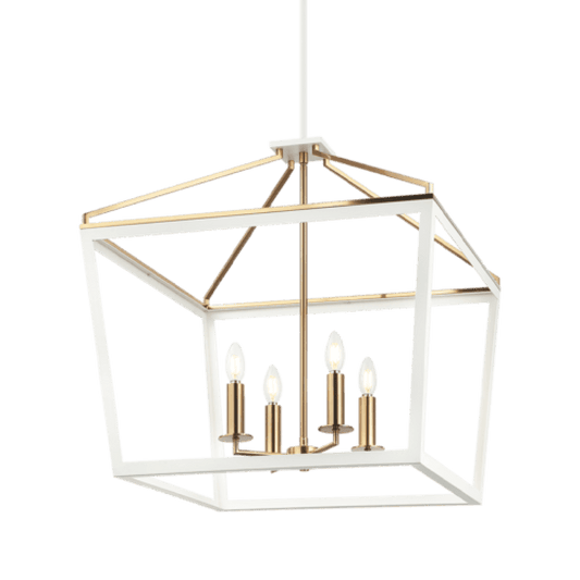 Matteo Lighting Mavonshire 4-Light Chandelier in White + Aged Gold Brass, 22"L (C67014WHAG)