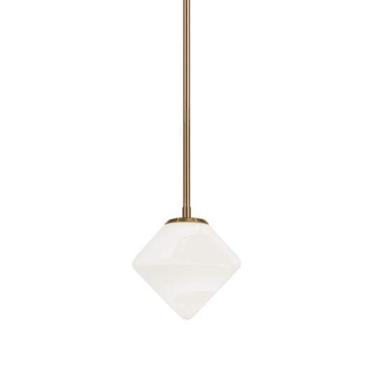 Matteo Lighting Novo 1-Light Chandelier in Aged Gold Brass with Opal Glass, 7.88"W (C81751AGOP)