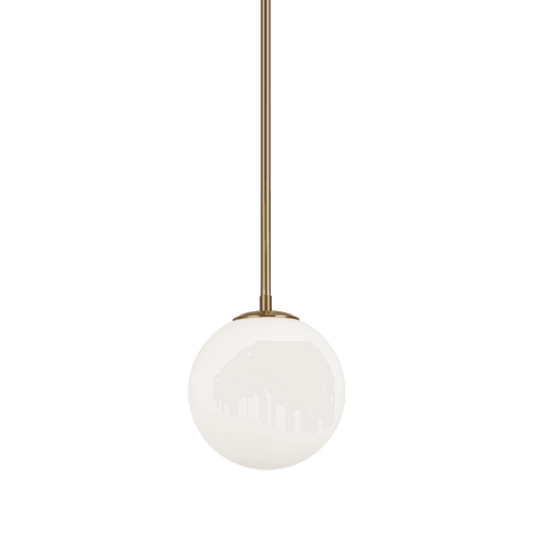 Matteo Lighting Novo 1-Light Chandelier in Aged Gold Brass with Opal Glass, 7.88"W (C81711AGOP)