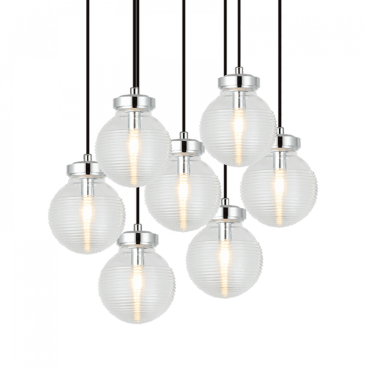Matteo Lighting Ridge 7-Light Pendant in Chrome with Clear Glass, 20.9"W (C84007CHCL)