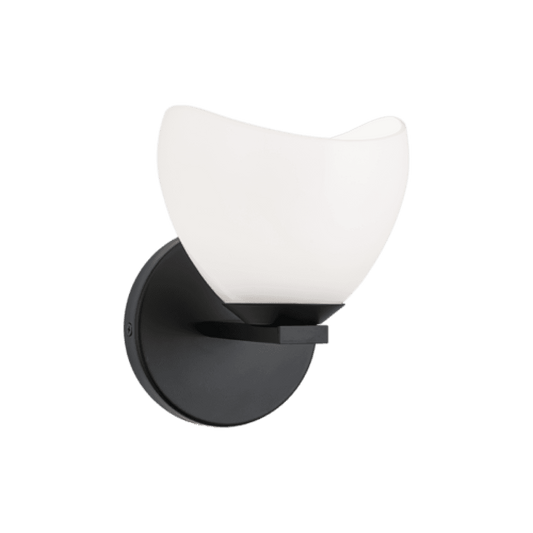 Matteo Lighting Uptowne 1-Light Bath & Vanity Light in Black with Opal Glass, 5.5"W (S04201BKOP)