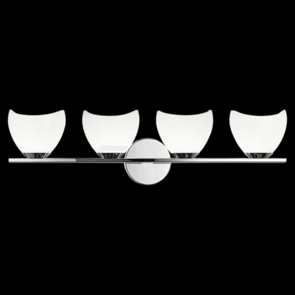 Matteo Lighting Uptowne Bath Vanity Light, 4-Light, Chrome, Opal Glass Shade, 26.75"W (S04204CHOP 3060LT1)