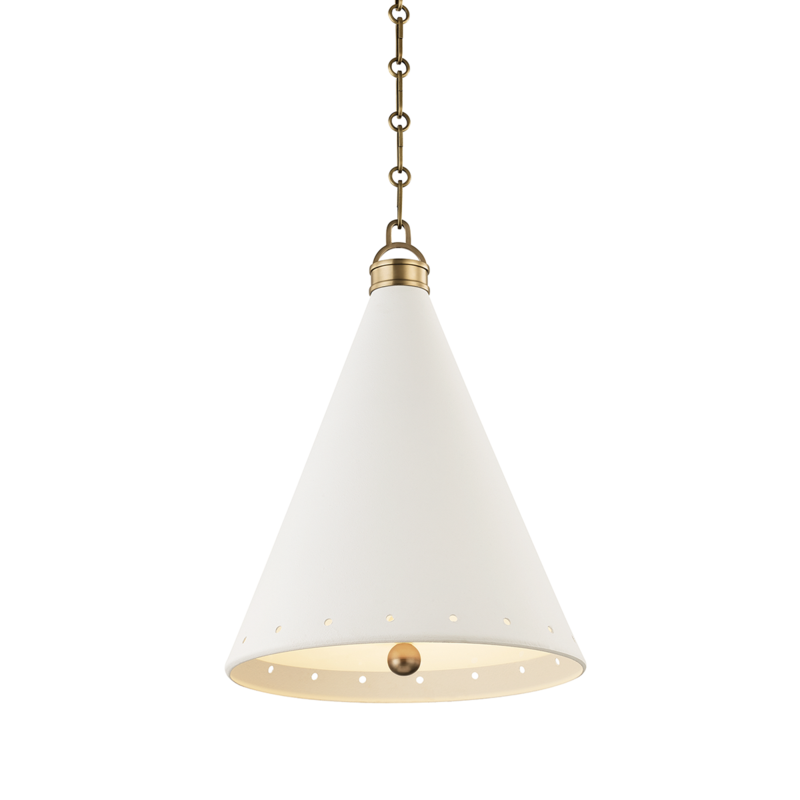 Hudson Valley Painted No.1 Pendant Aged Brass, White Plaster