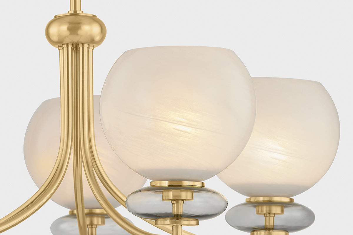 Mitzi by Hudson Valley Lighting Alexia Chandelier in Aged Brass, detail view 2