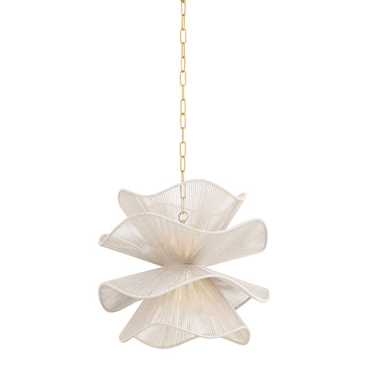Mitzi by Hudson Valley Lighting Amanda Small Chandelier in Aged Brass / Natural Cotton