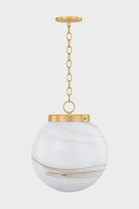 Mitzi by Hudson Valley Lighting Ambra Large Pendant in Aged Brass, detail view 1