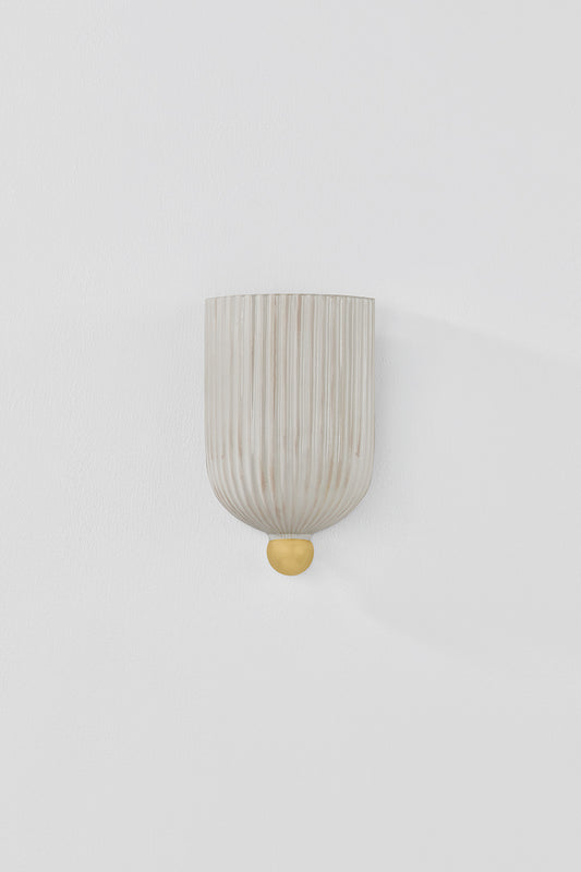 Mitzi by Hudson Valley Lighting Amira Wall Sconce in Aged Brass / Ceramic Fluted Cream, detail view 1